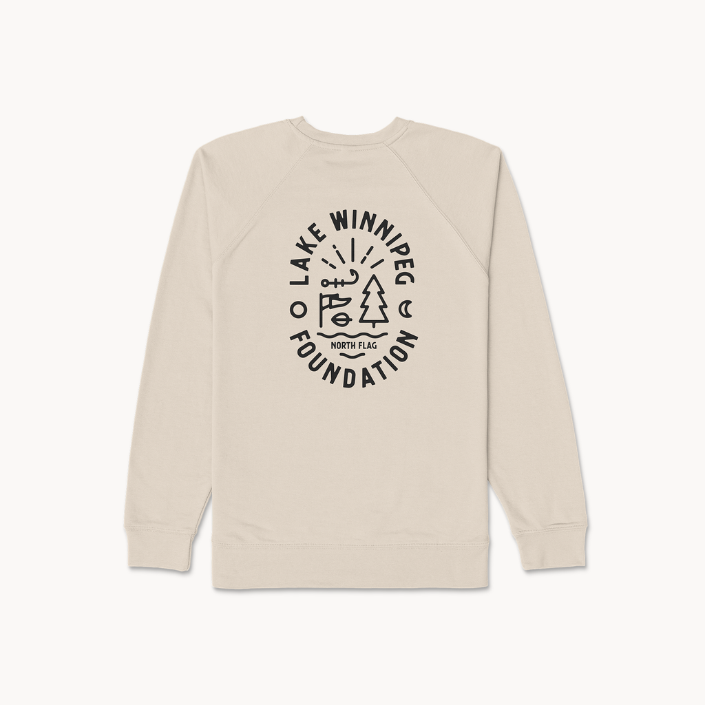 Lake Winnipeg Foundation Light Weight Terry Crew (Sand, Black Print)