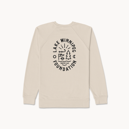 Lake Winnipeg Foundation Light Weight Terry Crew (Sand, Black Print)