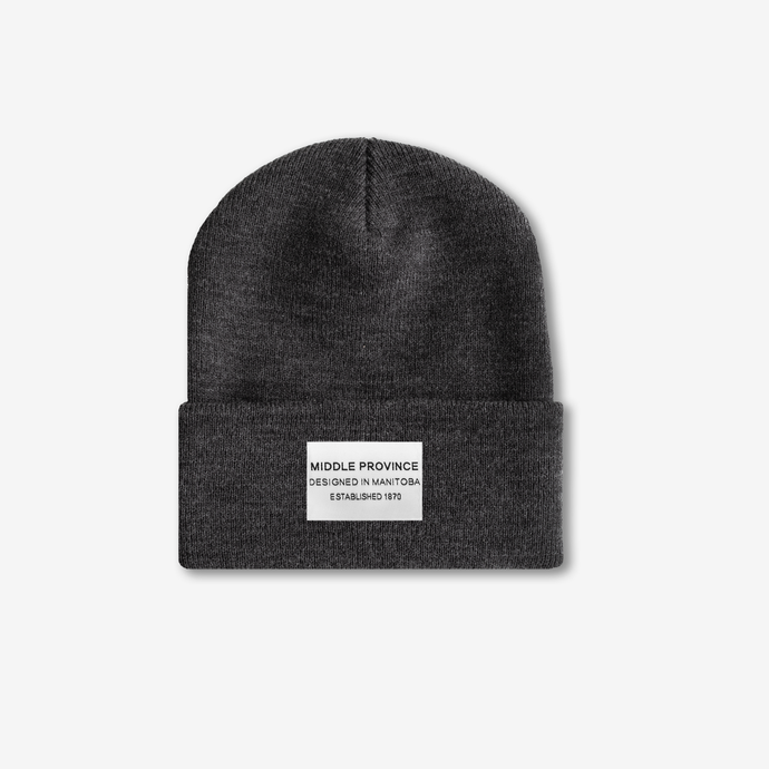 Middle Province 1870 Cuffed Toque With Woven Label (Charcoal)