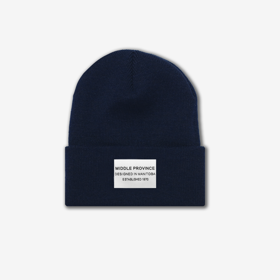 Middle Province 1870 Cuffed Toque With Woven Label (Navy)